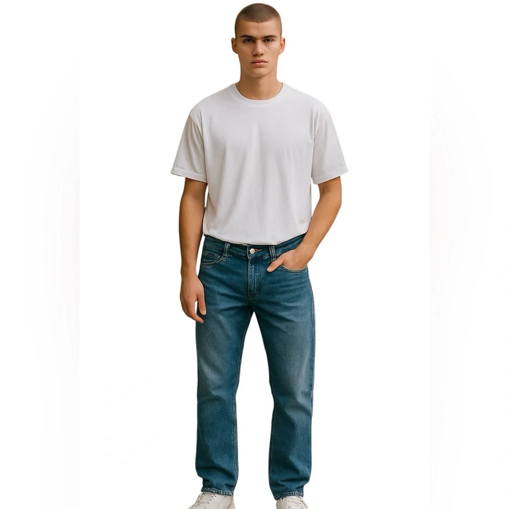 LEVI’S 505 BLUE DENIM JEANS Size 36 x 32 Straight Leg Medium Wash Western Fit